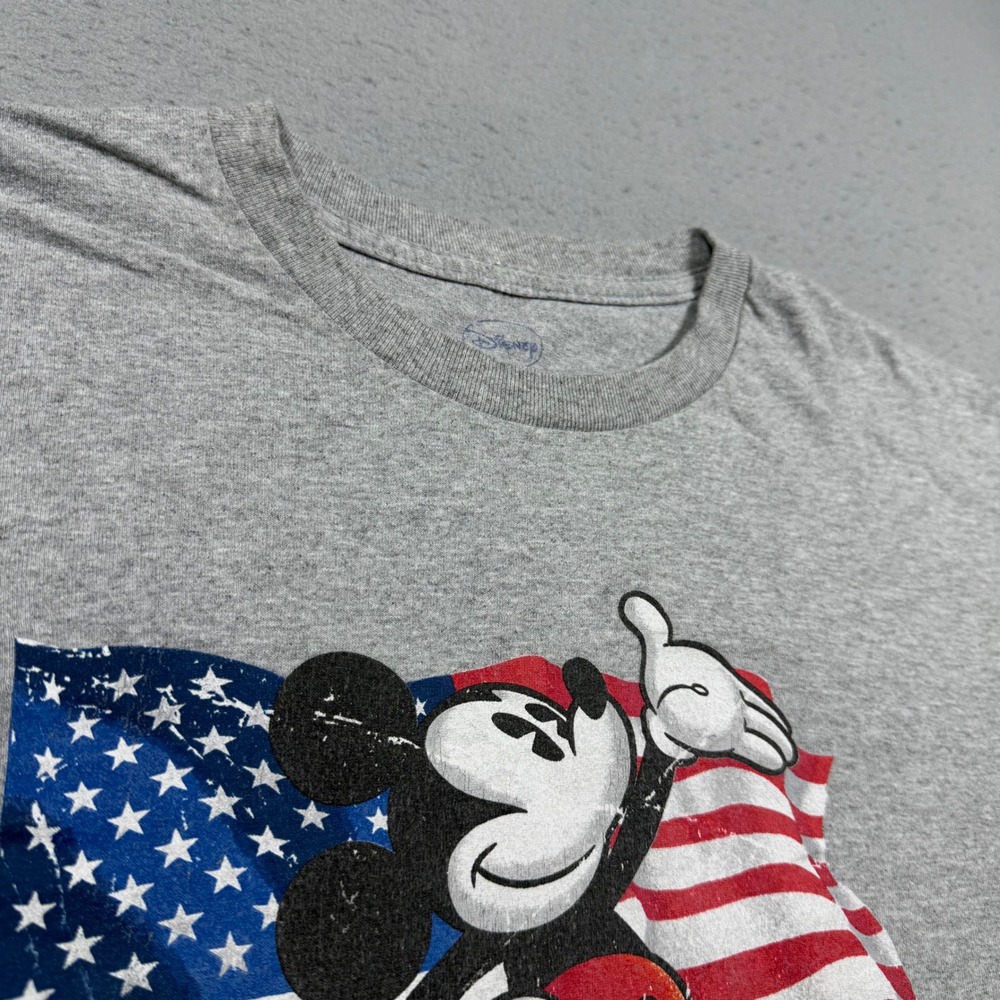 Disney Mickey Mouse American Classic T-Shirt Gray Graphic Tee Mens Large